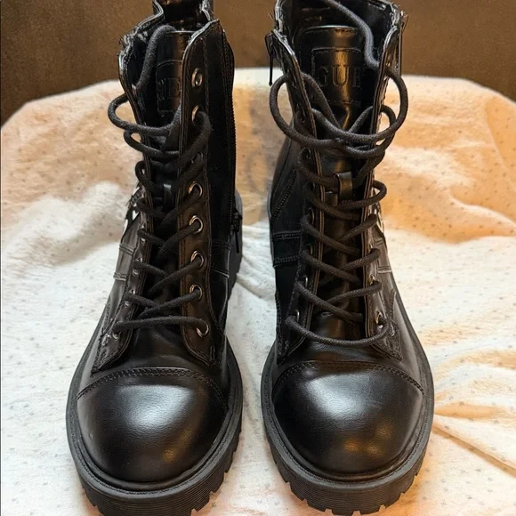 GUESS Black Moto Boots with Logo Detail - Picture 2 of 7